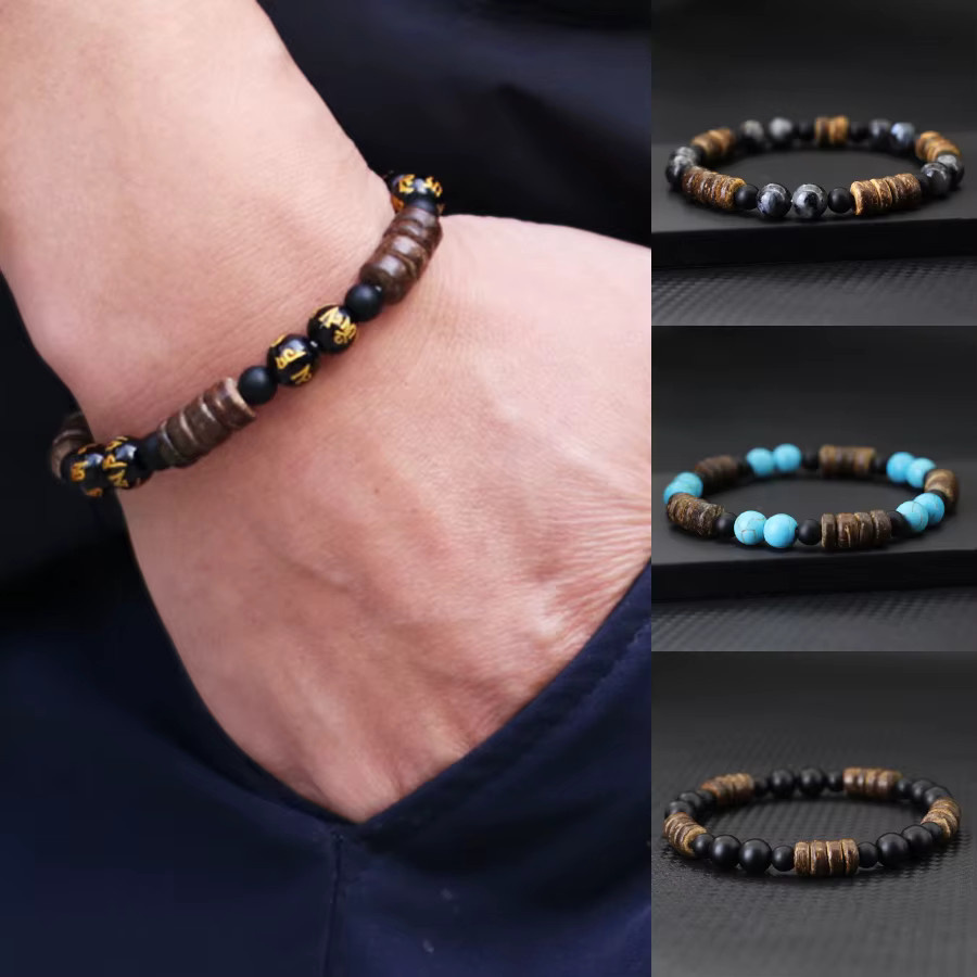 Noter Gebetsarmband Holz, Tigeraugen, Onyx, Unisex - Bild 1