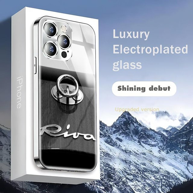 RIVA Yacht Handyhülle aus galvanisiertem Glas für iPhone 12 bis iPhone 17 Pro Plus Max in Schwarz - Bild 1