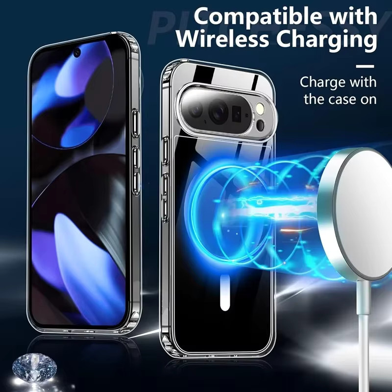 Transparente MagSafe Hülle für Google Pixel 10 Pro XL mit magnetischer kabelloser Ladefunktion und Kameraobjektivschutz, stoßfest - Bild 5