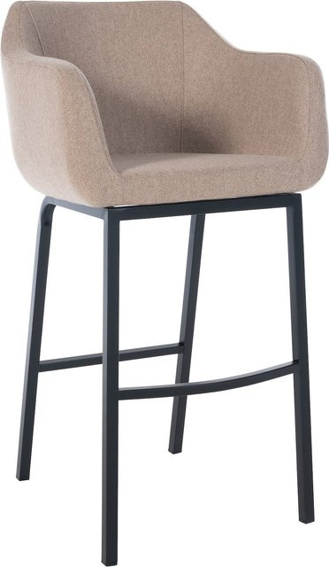 CLP Barhocker Monea gepolsterter Tresenstuhl mit Filz-Bezug in Beige und Metallgestell - Bild 1
