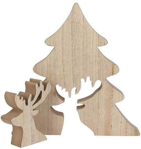 Dekorativer Tannenbaum MEGACREA DIY aus Holz mit abnehmbarem Hirsch im skandinavischen Stil, Höhe: 60 cm - Bild 1