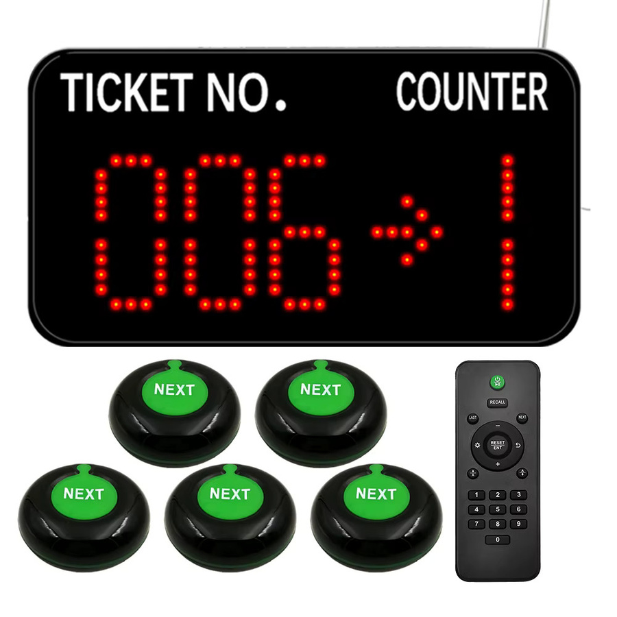 Ycall End Long Queues Kabelloses Warteschlangenmanagementsystem in Schwarz mit 5 ferngesteuerten Ruftasten - Bild 7