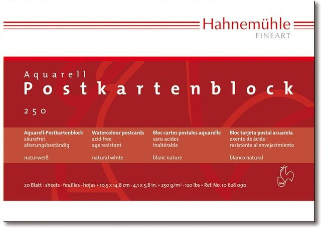 Hahnemühle Aquarell Postkartenblock rau A6 in Naturweiß mit 20 Blatt und 250g/m² - Bild 1