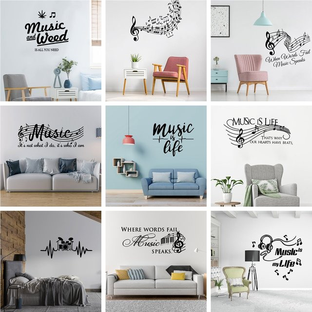 1pcbeauty DIY Wandtattoo Musik Wanda Abnehmbarer Wandaufkleber in Schwarz mit abstraktem Design für deine Schlafzimmer Dekoration - Bild 1
