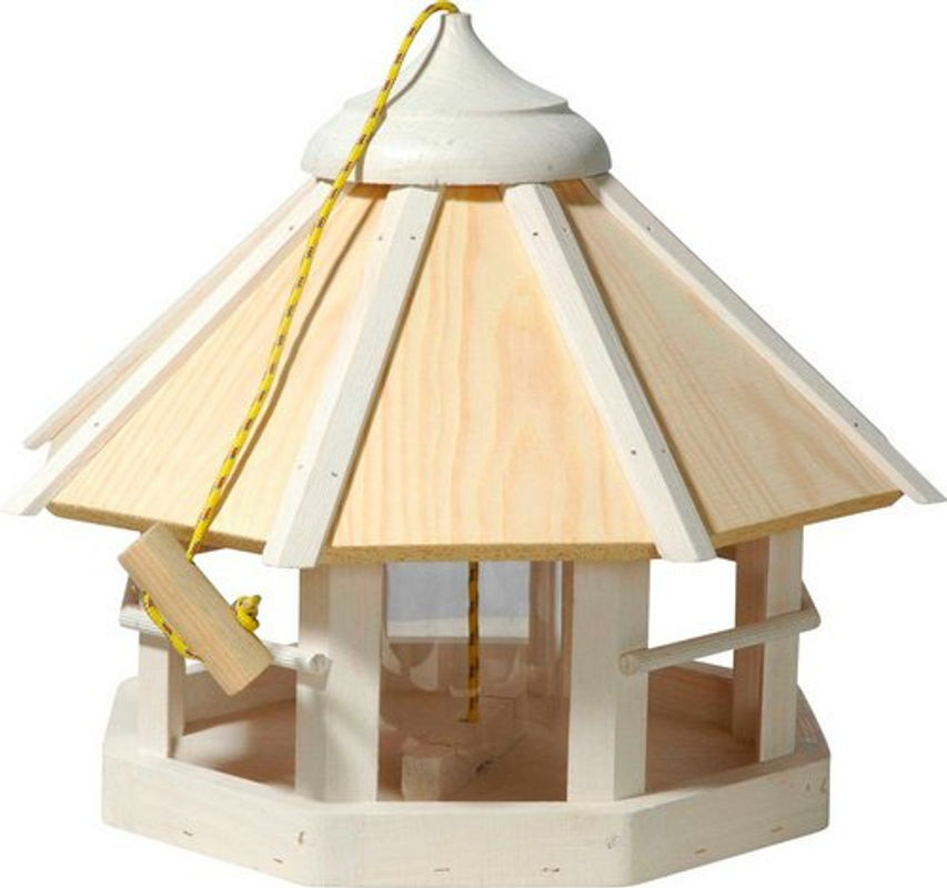DOBAR Vogelhaus Camouflage 2.0 mit Futtersilo, 8-eckig, hängend, weiß, B/T/H: 40 x 40 x 33 cm - Bild 3