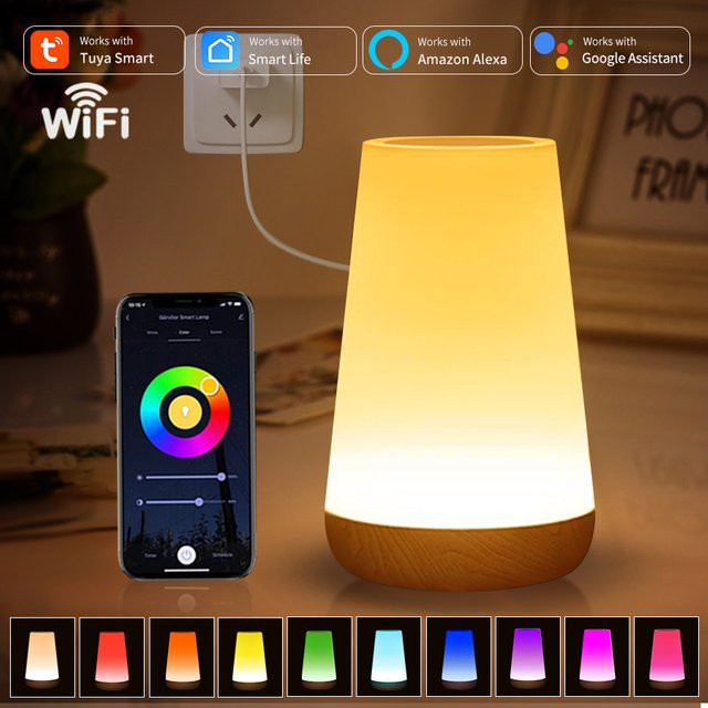Tuya WiFi Smart Nachtlicht dimmbar mehrfarbig kompatibel mit Alexa und Google Home für das Schlafzimmer - Bild 1