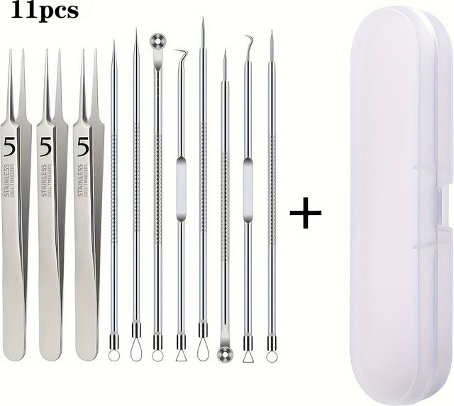 YJYIBEI Mitesser-Entferner-Set aus Edelstahl, 8-teilig, Unisex - Bild 1