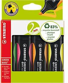 STABILO GREEN BOSS Textmarker Set, 4 Stück, farbsortiert mit Keilspitze - Bild 1