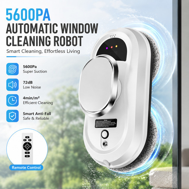 Avehrit KI-Fensterputzroboter in Weiß mit starker Saugkraft und intelligenter Navigation für Zuhause und Büro - Bild 1