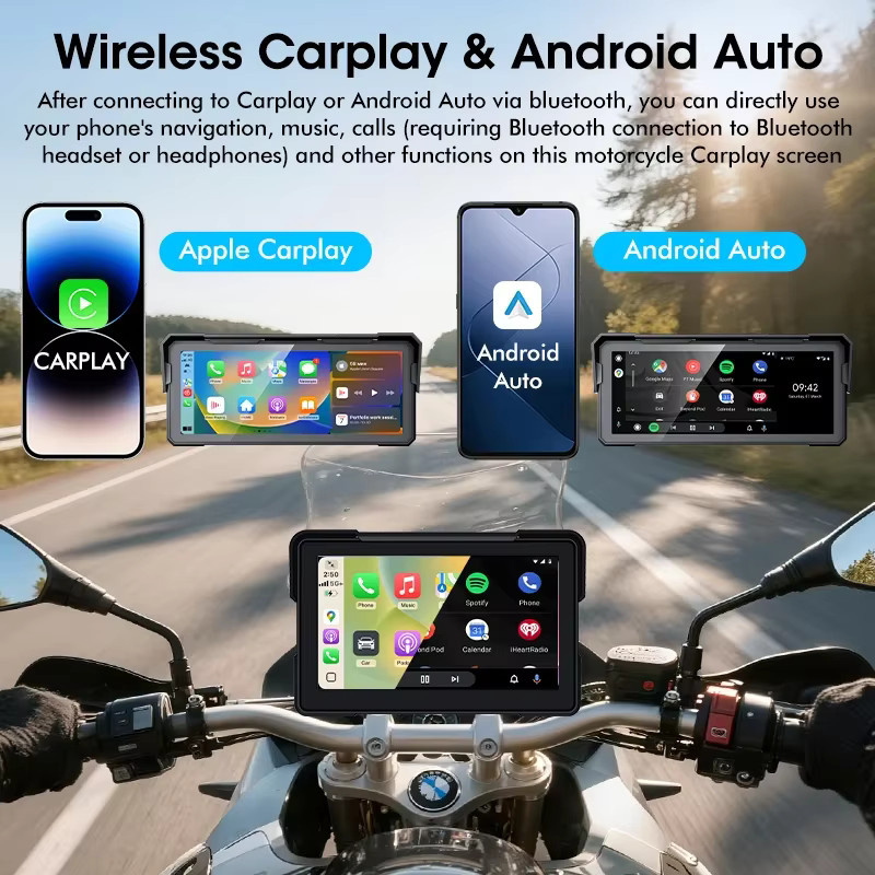 Wasserdichtes Motorrad-Navigationssystem mit 8,1 Zoll Display für BMW R1200GS R1250GS ADV S1000XR, kabelloses CarPlay und Android Auto, Farbe: Schwarz - Bild 3