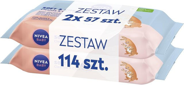 Nivea Baby Sanfte & Pflegende Feuchttücher, 2x 57 Stück, mit Mandelöl - Bild 1
