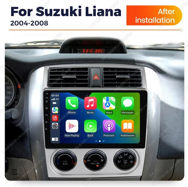 Navifly 2DIN Android 14 Autoradio mit CarPlay und Navigationssystem für Suzuki Liana 1 (2004-2008), Schwarz - Bild 1
