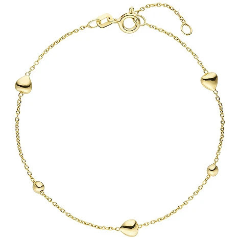 Colfem Armband Herz Kugel, 925 Sterling Silber, gold vergoldet, 19 cm, Unisex - Bild 1