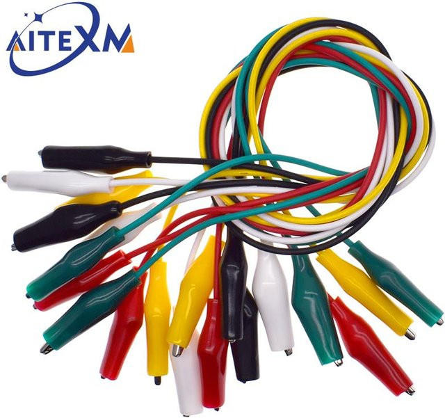 10er Set doppelseitige Krokodilklemmen mit Messleitungen für DIY-Elektronik, Multicolour, Länge: 46 cm - Bild 1