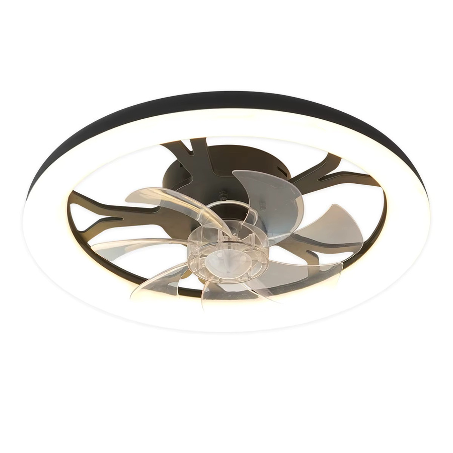 Ludengchaoshi Intelligenter Flachdeckenventilator mit dimmbarer Beleuchtung in Weiß, runder Einbau-Deckenventilator für Wohnzimmer und Schlafzimmer - Bild 3