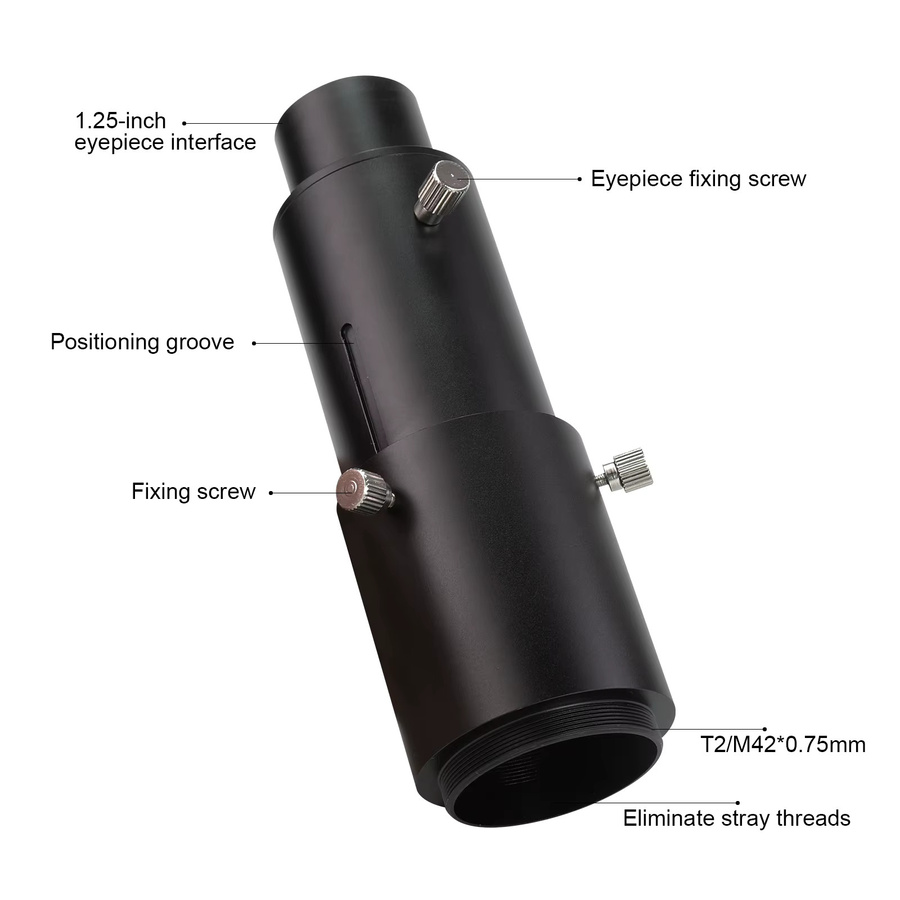Datyson Teleskop-Kamera-Adapter in Schwarz, fokussierbarer Projektionsadapter und 1,25 Zoll Verlängerungsrohr-Kit für astronomische Fotografie - Bild 4