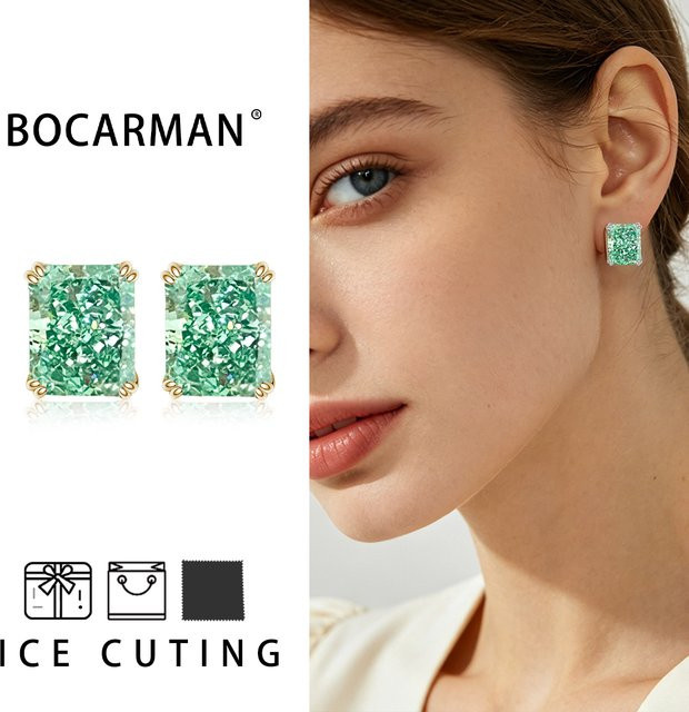 Bocarman Ohrstecker, S925-Silber, Zirkon, Paraiba-Tansanit, blau, mintgrün, Damen - Bild 1