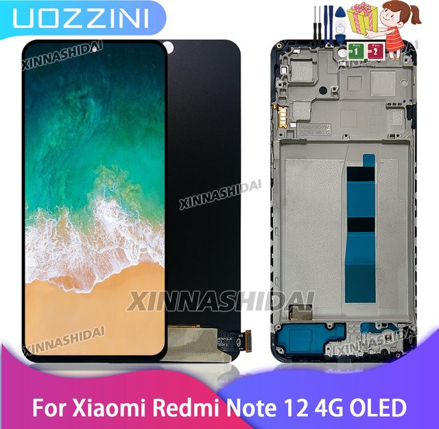 Xiaomi Redmi Note 12 4G Ersatz-Display mit 6,67 Zoll OLED-Touchscreen und Rahmen in Schwarz - Bild 1
