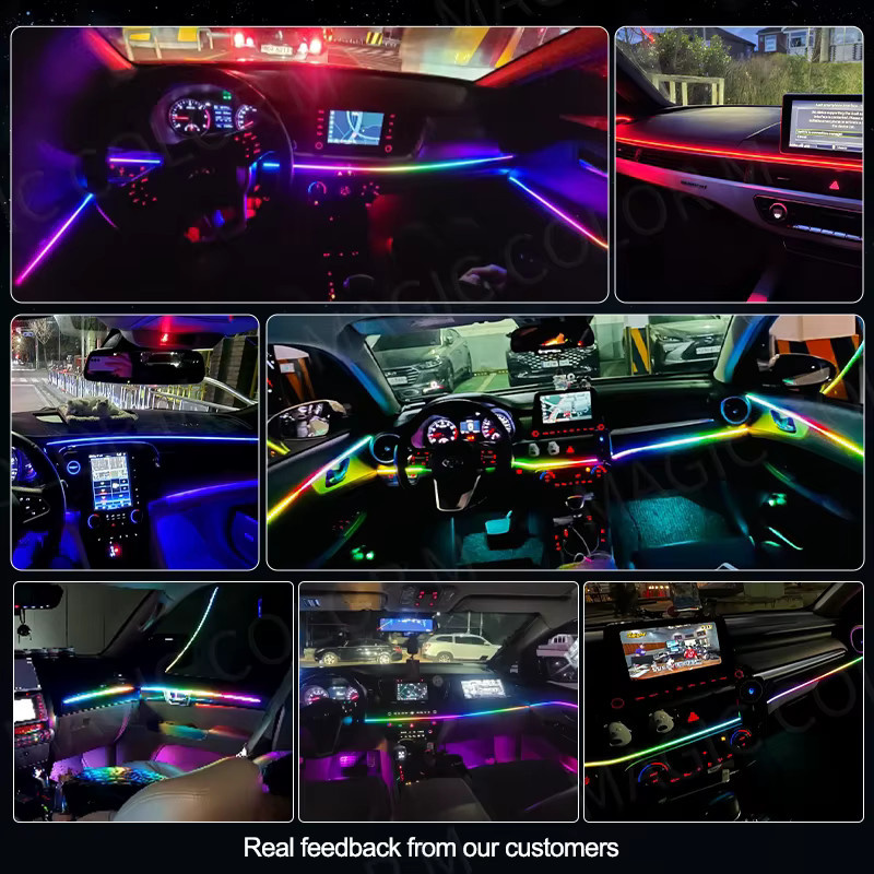 Vgetting Symphony LED Auto Umgebungslichter 6 in 1 RGB Atmosphärenlampe Universal für Tesla Model 3 Y S X, Multicolour, USB, App- und Fernbedienung, Länge: 140 cm - Bild 3