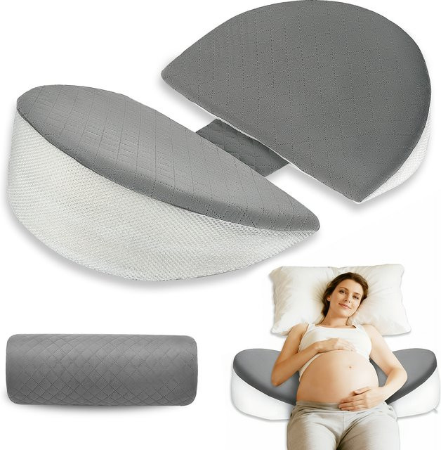 Verstellbares Schwangerschaftskissen aus Memory-Schaum in U-Form für Bauch und Rücken, Grau - Bild 1