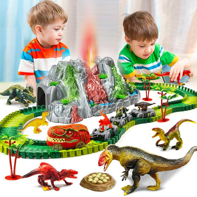 TONERJU Dinosaur Mist-spouting Volcano And Climbing Track Train Kit - Bild 1