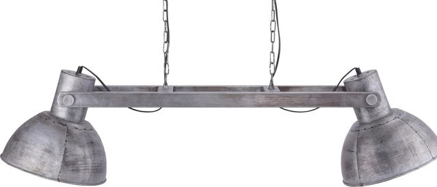 Just Light Pendelleuchte Samia 2-flammig aus Eisen in Silber-Optik im Industrial-Look für Lofts und Büros, E27 - Bild 1