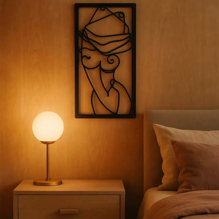 CIFBUY Moderne Metall-Wandkunst Weibliche Silhouette in Schwarz als wasserfestes Wandposter für Schlafzimmer und Badezimmer - Bild 2