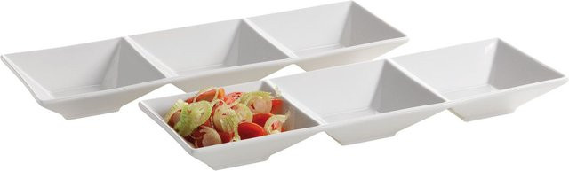 MÄSER Servierteller-Set Trendy Line aus Porzellan in Elfenbein, 2-teilig, B: 27,5 cm, T: 9 cm - Bild 1