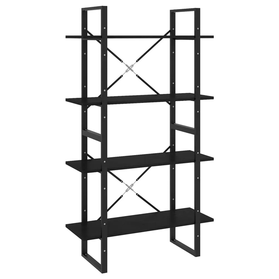 vidaXL Bücherregal aus Kiefer Massivholz und Metall im Industrial Design, Schwarz, B/T/H: 80 x 30 x 140 cm - Bild 2
