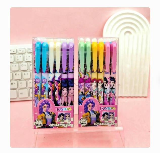12er-Set Yiran Toy Kpop Dämonenjäger Radierbare Gelstifte mit 0,5 mm Spitze, Nachfüllbar, Schwarz, Multicolor - Bild 2