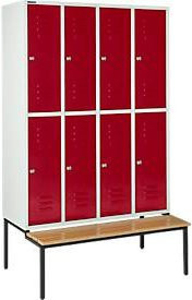 Schäfer Shop Select Kleiderspind mit 4x2 Abteilen, Sitzbank und Zylinderschloss, Farbe Rubinrot - Bild 1