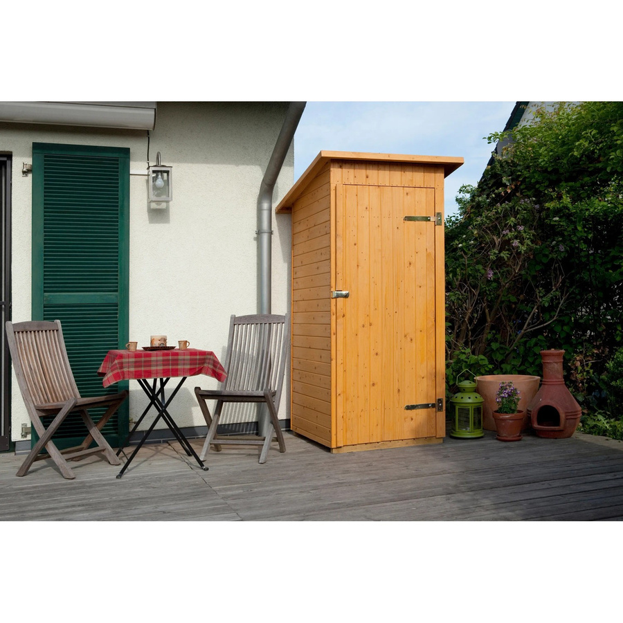 Weka Balkon und Terrassenschrank aus Massivholz mit Pultdach in Braun, B: 83 cm, T: 85 cm, H: 195 cm - Bild 2