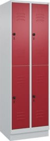 C+P Doppelstock-Spind Classic PLUS mit Sockel, 2 Abteile, Farbe Rubinrot und Grau, H x B x T: 195 x 60 x 50 cm - Bild 1