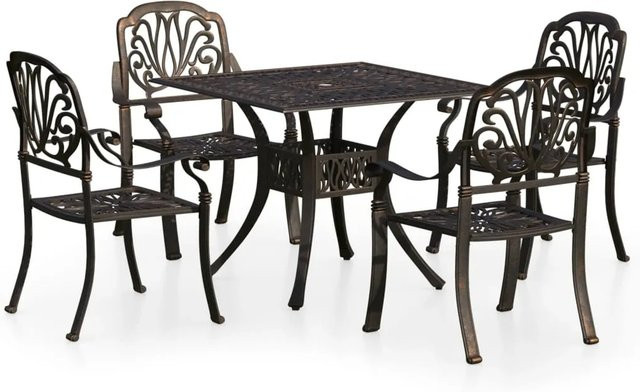 vidaXL 5-tlg Bistro-Set aus Aluminiumguss in Bronze - Bild 1