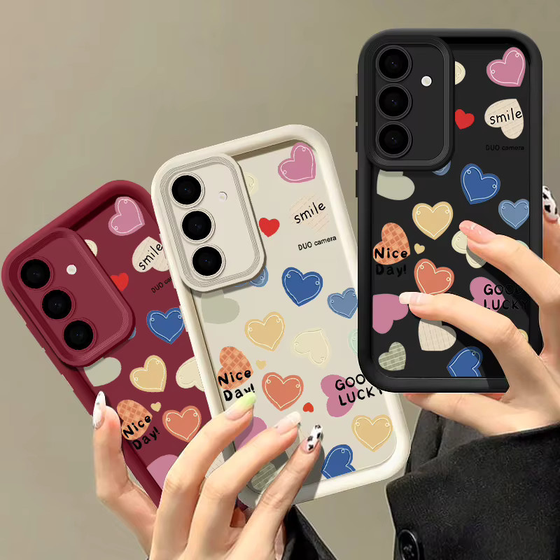 Silikon Handyhülle mit Herz-Design für Samsung Galaxy A15 A56 A55 A14 A53 A54 A26 A36 A34 A52 S25 S24 S23 S22 Ultra Plus S24 FE in Schwarz - Bild 2
