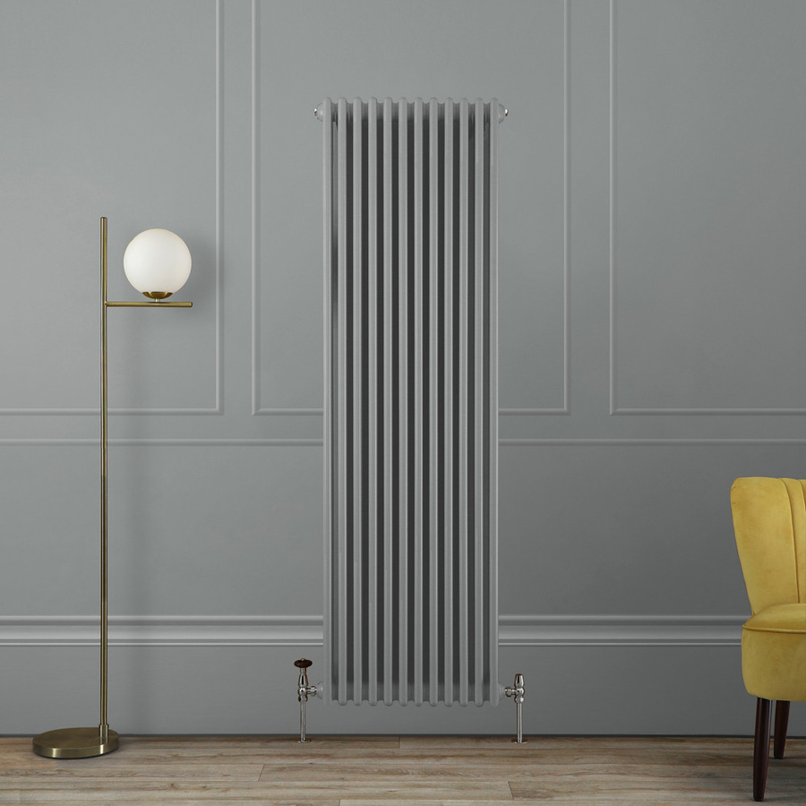 Retro Gliederheizkörper Regent 3-Säulen vertikal in Grey, H: 180 cm, B: 56 cm - Bild 1