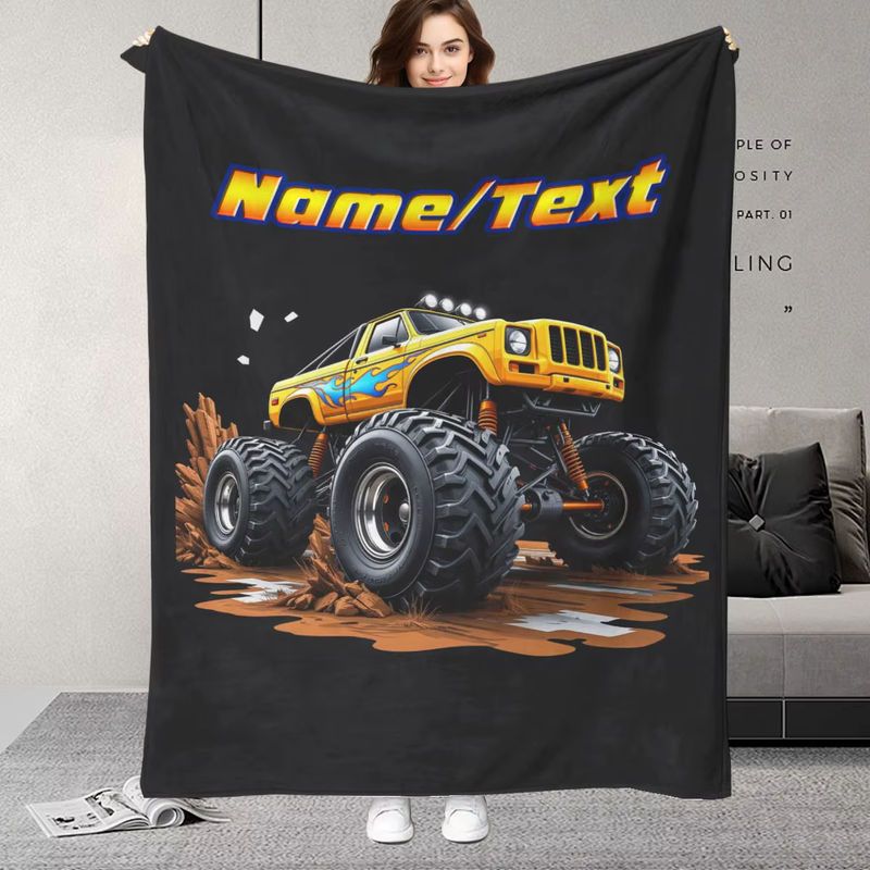 Personalisierte Flanelldecke von ZIZ in Schwarz für Sofa, Bett und Reisen - Bild 2