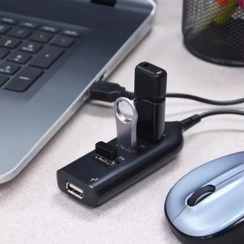 VIKEFON 4-Port USB 2.0 Hub Mini-USB-Splitter mit Kabel in Schwarz für PC, Laptop und Notebook - Bild 4