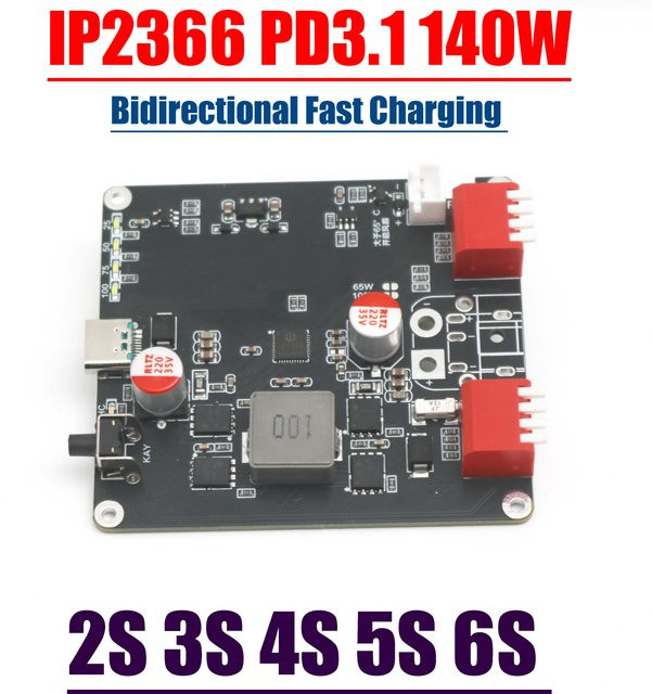 DykbRadio IP2366 PD3.1 140W Bidirektionales Schnellladegerät für Li-Ion und LiFePO4 Batterien, USB-C zu DC, Schwarz - Bild 1