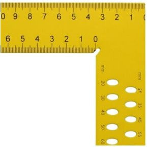 Hedue Zimmermannswinkel aus Stahl mit Anreisslinie in Gelb, Länge: 80 cm - Bild 1