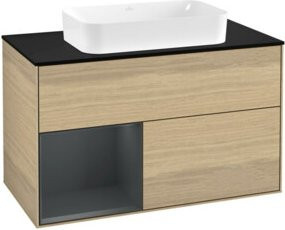 Villeroy & Boch Waschtischunterschrank Finion mit Abdeckplatte, Blau lackiert, Breite: 100 cm, Tiefe: 50,1 cm - Bild 1