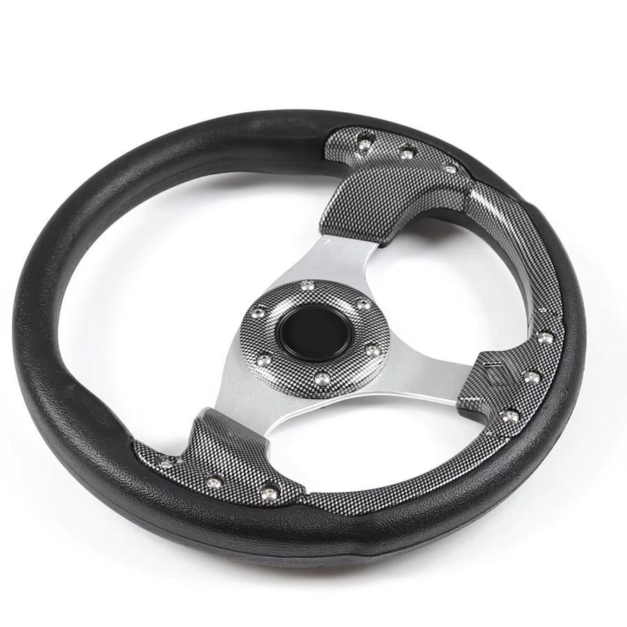 Universal Sport Lenkrad im Classic Racing Design aus PU und PVC, 320 mm, Schwarz/Carbon Fiber Style - Bild 3