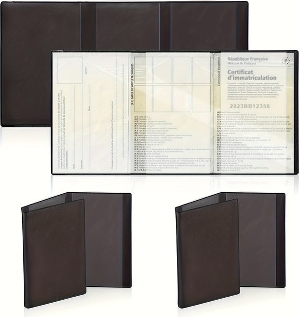 Set aus schwarzen Sicherheitskarten-Taschen aus transparentem Kunststoff zum Schutz deiner Registrierungszertifikate und Dokumente - Bild 1
