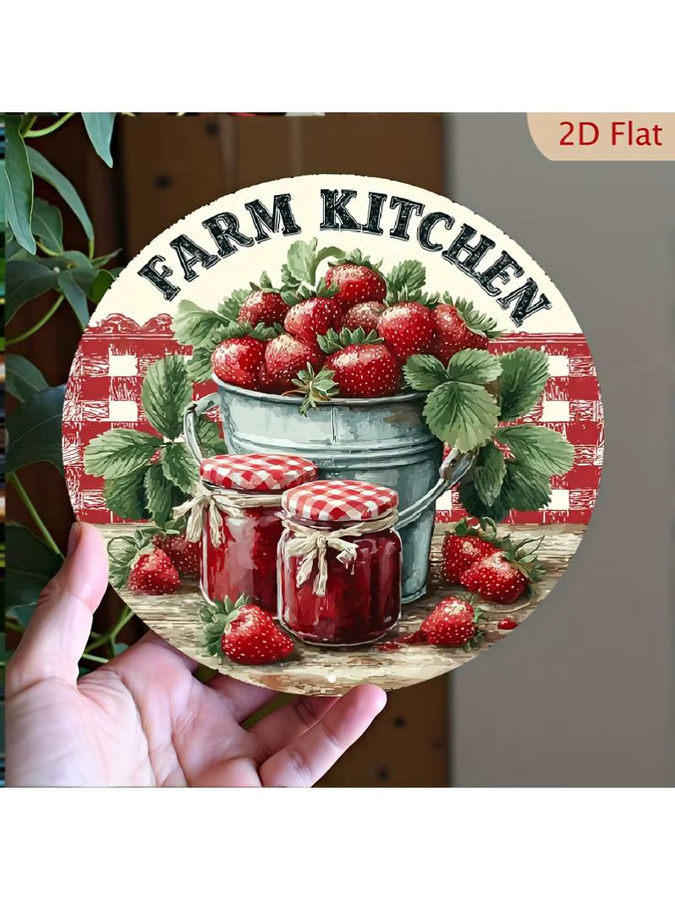 CIFBUY Metallschild Vintage Erdbeerfarm Wanddekoration im Landhausstil, Mehrfarbig, B/H: 19,8 x 19,8 cm - Bild 6
