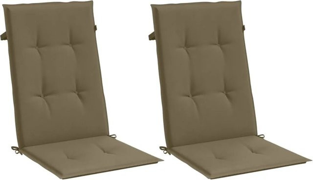 vidaXL Hochlehner-Auflagen 2er-Set Melange Taupe aus Polyester, UV-beständig, B/T/H: 120 x 50 x 4 cm - Bild 1