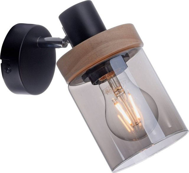 Just Light Pasqual Wand- und Deckenleuchte Schwarz aus Metall und Glas mit E27 Fassung B/H/T: 19 x 18 x 21 cm - Bild 1