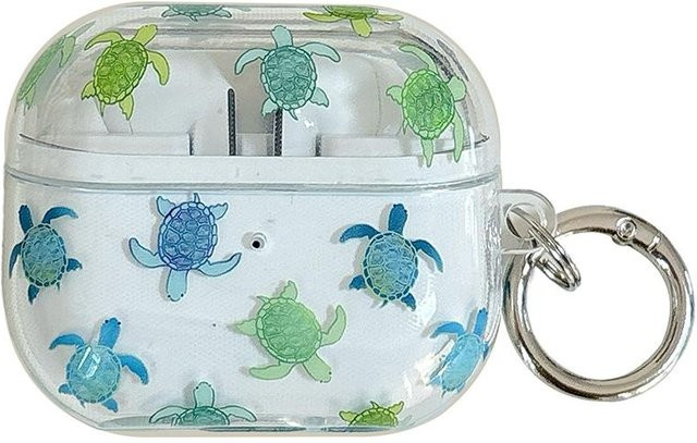Silikon Kopfhörerhülle mit Kakteen, Meeresschildkröte und Blumen für Samsung Galaxy Buds 3 Pro, Multicolor - Bild 1