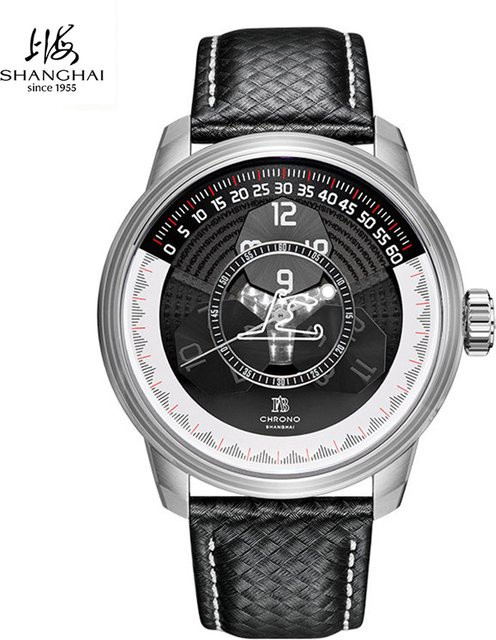 Shanghai Watch Automatik-Armbanduhr, Edelstahl, Leder, Herren - Bild 1