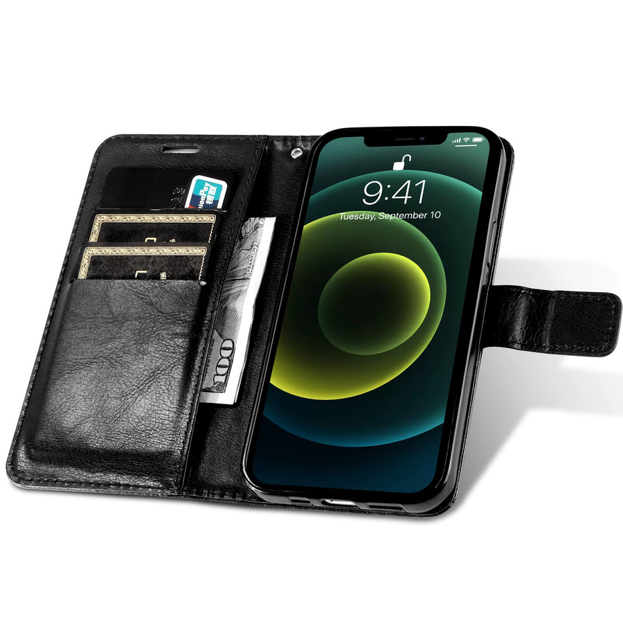 Lederhülle für Huawei P8 P9 P10 Lite P20 P30 P40 Pro P40Lite P30Lite P20Lite als Brieftasche mit Magnet-Flip-Cover in Schwarz - Bild 2