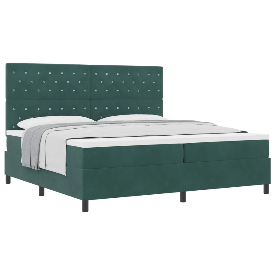 vidaXL Boxspringbett mit Matratze und Taschenfederkern in Grün, B/T: 200 x 200 cm - Bild 2